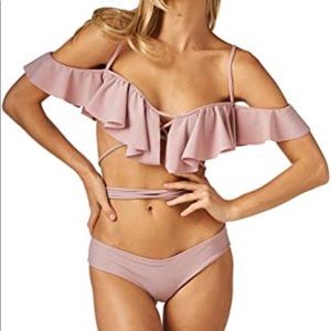 Montce inspired ruffled off shoulder bikini set